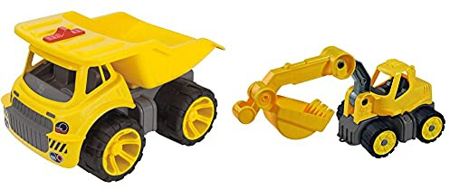 Big - Power-Worker Maxi Truck - Kinderfahrzeug, geeignet als Sandspielzeug und für das Kinderzimmer & Power-Worker Mini Bagger - Baggerfahrzeug geeignet als Sandspielzeug und für das Kinderzimmer