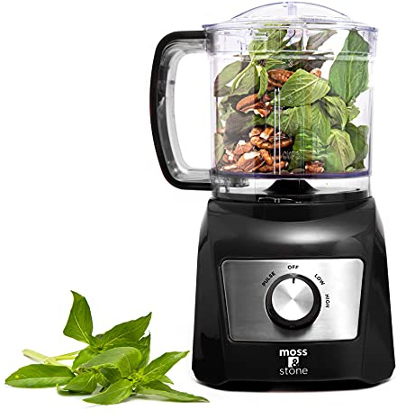 Moss & Stone 3 Cup Mini Food Processor, Strong Vegetable Chopper for Dicing, Chopping, Mincing, & Puree 300 Watts Mini Chopper With 2 Speeds, Perfect Baby Food Processor Black