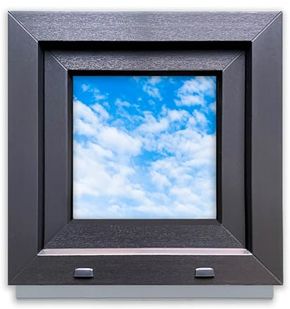 LORAC | Kunststofffenster Anthrazit-weiß 500x500mm, 50x50cm, PCV, DIN Rechts, kippbar & ausstellbar, 2-fach Verglasung, energiesparend – Fenster mit CE-Zertifikat für Keller und Wohnung