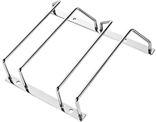 Dianoo 18 cm portabicchieri da vino sotto il gabinetto, supporto per bicchieri da vino, scaffale da appendere, finitura cromata in metallo, 2 file