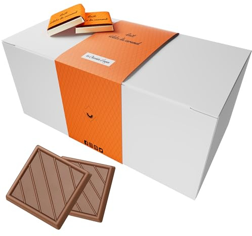 Coffret de Chocolats - Boîte de 70 Carrés de Chocolat Individuels au Lait et Eclats de Caramel à Déguster ou Offrir - 100% Pur Beurre de Cacao - Fabriqué en France - 350 Gr
