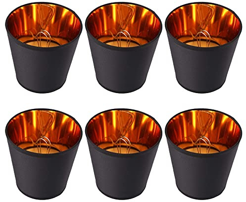Yaootely Schwarze Lampenschirme mit Gold Futter Licht Schirmen Kerzen Kronleuchter Lampen Schirme, 6 Set