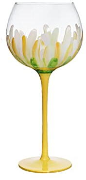 Glass Cup Tulip Wine Glass Hand-painted Beer Mug Milk Lemon Juice Wedding Birthday Drinkware Gifts (D 440ml)