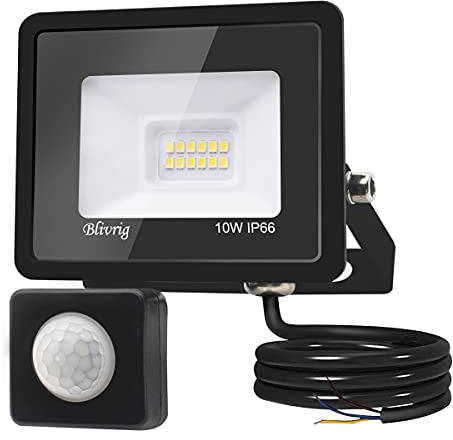 toobettp 10W LED Strahler Außen mit Bewegungsmelder, 1000LM 3000K Fluter | Warmweiß Außenstrahler Bewegungssensor für Hof Garage, Dreistufige Einstellung, 12M Erfassung,120°Strahlwinkel,IP66 Gehäuse