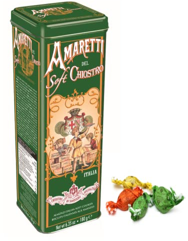 Chiostro di Saronno® | Amaretti del Chiostro® | Amaretti Morbidi & Mandorle - 180 Gr | Scatole di Pasticceria | Confezione Amaretti Morbidi Latta Metallo