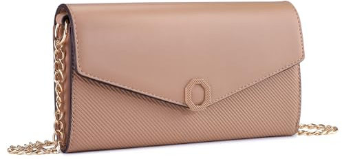 BAIGIO Kleine Umhängetasche Damen Crossbody Bag PU-Leder Handytasche zum Umhängen Schultertasche Elegant Clutch Handtasche Kette-Tasche Damentaschen Abendtasche mit Kartenfach, Hellrosa