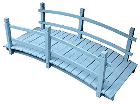 Gartenbrücke Außen Gartenbrücken aus Massivholz mit Schienen, Dekorative Brücke des Hinterhofbauernhof-Teichbogens, für Hof, Terrasse, Unterstützt 250kg/ 550lbs (Color : Blue)