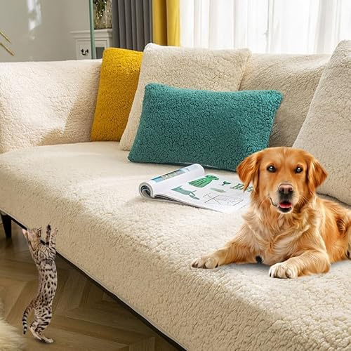 Sofaschoner rutschfest L Form Ecksofa Sofa Überzug Sofadecke Samt Sofabezug 3 2 1 4 sitzer Sofahusse für Sofas aus Mikrofaser Ledersofa (Beige-70x210cm)