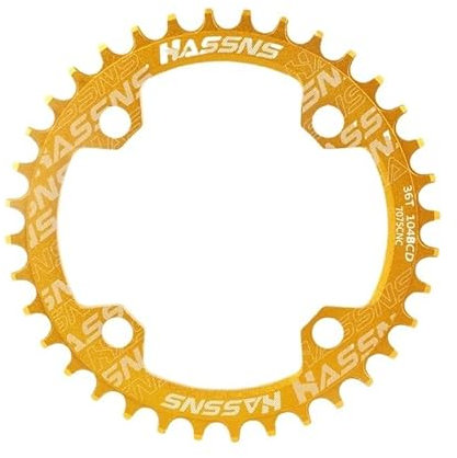 FahrradkettenbläTter MTB Kettenblatt Oval Crown 104bcd Krone 30 32 34 36 38 40 42 Zähne Mountainbike Kettenblatt Fahrrad Kettenrad Runde Radfahren Kettenblatt ( Size : 40T , Color : HA Gold Round )