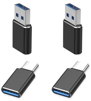 HANDYUSB 4 PACK - USB C to USB Adapter(2Pack)& USB to USB C Adapter(2Pack),SuperSpeed Data Transfer & Charge USB Converter Compatible with MacBook, Laptop, iPhone, Tablet, PC