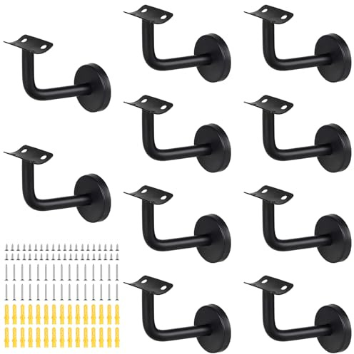 SUPAWAY Soporte pasamanos Barandilla pasamano Soporte pared para barandilla de escalera Soporte pasamanos inox para escaleras pasillos baños pared interior loft pasamanos antiguos barra (Curva-10 Pz)