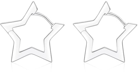 Glintara Creolen Silber 925 Damen, Hypoallergen Ohrringe, Sterling Silber Stern Rauten Kreolen, Klassisch Knorpel Schlafen Ohrschmuck Geschenk für Mama Mädchen
