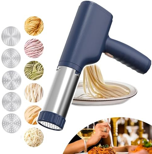 Elektriska Pastamaskiner | Elektrisk Pasta Maker Gun | HandhåLlen Elektrisk Pastamaskin | 5 I 1 SladdlöS Pastamaskin FöR Spagettitillverkning, Hemlagad Spaghettimaskin,Blue