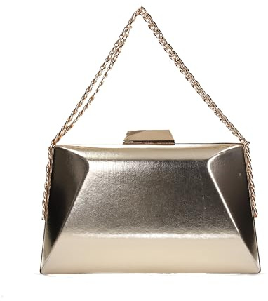 SwankySwans Ophelia Faux Leather Box Clutch Bag, Gold