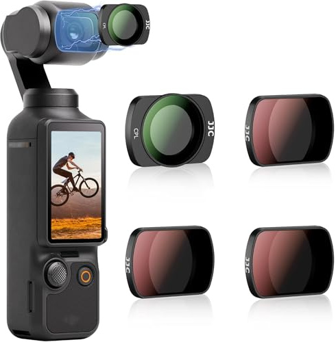 JJC 4 Pack Magnetic Osmo Pocket 3 4 ND CPL Filter Set,ND16 ND64 ND256 Circular Polarizing Filters for DJI Osmo Pocket 3 4,Pocket3 Pocket4 Neutral Density CPL Lens Multi-Coatings Accessories with Case