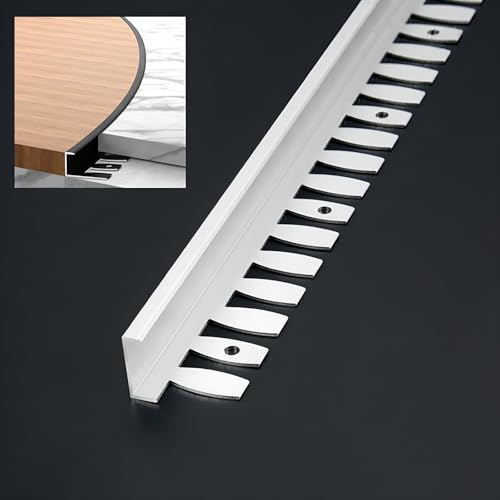 Raouoae Biegbar Abschlussprofil Für Treppen 135cm 2 Stück Eloxiertem Aluminium C-Form Profil Übergangsprofil Abschlussprofil Sicherheit Und Stil Vereint(Weiß,Hoch: 12.5mm)