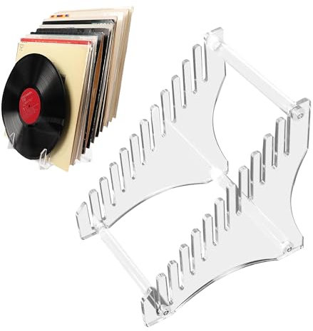 xyuayamz Porta Dischi Vinile, Supporto Vinili per 12 Vinyl, Scaffale in Viniles, Espositore CD per Soggiorno, Ufficio, Sala Giochi e Studio, Acrilico, 1 Pezzo, Trasparente