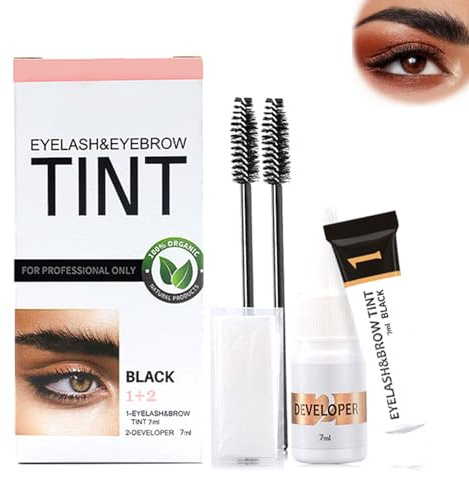 2-in-1 Eyebrow & Eyelash Tint Kit, Lash and Brow Dye Set for Salon or DIY Use, Long-Lasting Black Eyebrow Tint & Lash Tint with Tools, Natural Look, Easy Application, Waterproof Finish