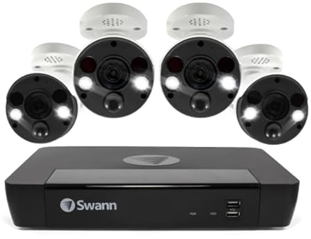 Sistema NVR di sicurezza, 8 canali, archiviazione 2 TB, 4 telecamere da 12 MP, risoluzione 6K