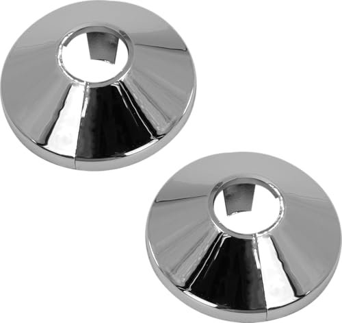 2 Chrome Radiator Pipe Collars -15mm Radiator Pipe Covers, Electroplated Chrome Finish, Valve Caps, Rad Snaps