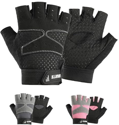 Mecmbj Fahrradhandschuhe Kinder, Reithandschuhe Kinder, Ultradünn, rutschfest, Atmungsaktiv, Fingerlose Sporthandschuhe, für Mädchen und Jungen Alter 5-7(Schwarz)