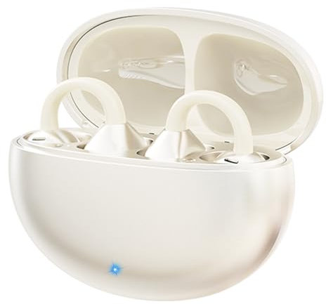 CATGIFF Écouteurs Bluetooth sans Fil, Écouteurs Sport, Bluetooth 5.4, 8 Heures d'autonomie, Léger et Stable Seulement 4.3 g, Casque à Clip Ouverts, Adapté au Sport et à la Course à Pied,Blanc