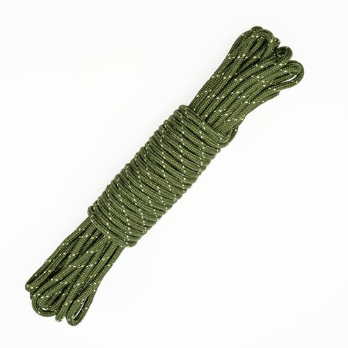 jijAcraft 8MM Sage Green Nylon Rope: Thick Nylon Washing Line 20M Solid Binding Hanging Twisted Cord, Heavy Duty Rope for Garden, Hammock, Camping Trips, Marine Rigging (Green with Khaki Dot)