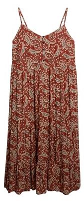 Superdry Damen Gestuftes Midikleid mit halblanger Knopfleiste Boho Paisley Braun 44