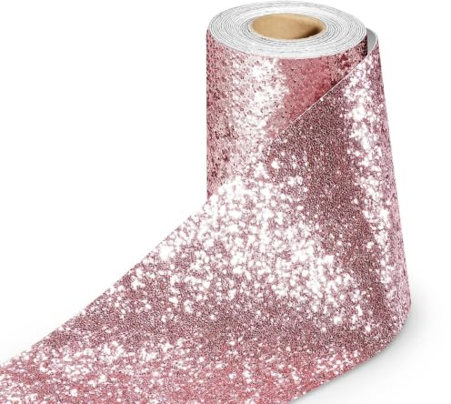 Stickyart Glitzer Bordüre Selbstklebend Tapete Hellrosa 10cm X 400cm Möbelfolie Selbstklebende Rosa Wandtapete Dekofolie Klebefolie Badezimmer Tapete für Wande Schlafzimmer Wohnzimmer DIY Decor