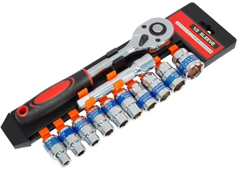 Jeu De Cliquet Et Douilles | Jeu De Douilles 1/2 Pouce - 12 Pièces pour Camion Électricien Atelier Garage Construction Mécanique Moto Vélo Ménage