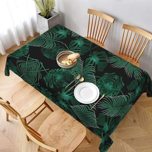 ESNAIUVCD Nappe imprimée feuille de bananier verte 152,4 x 228,6 cm – Tissu texturé résistant aux déversements – Housse de salle à manger et célébrations pour intérieur/extérieur