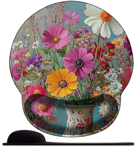 3D Tapis de Souris Ergonomique Gamer avec Repose Poignet, Confort avec Repose- Gaming Mouse Pad pour Ordinateur Portable -Fleurs en Pleine Floraison
