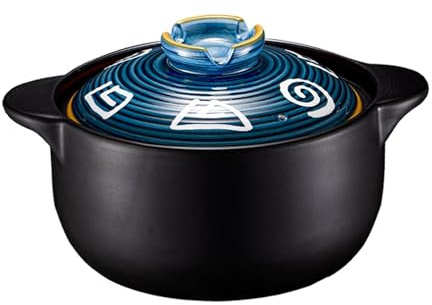 Ceramic Casserole Hand-Painted Ceramic Casserole Pot, Household Kitchen High-Temperature Resistant Clay Soup Pot, Ideal for Claypot Rice, Slow Cooking, and Braising
