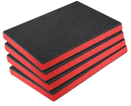 Sharplace Lot de 4 Inserts en Mousse pour Boîte à Outils, Mousse Prédécoupée Cube, Garniture de Valise, Protection et Transport, pour Appareil Photo et Mallette de Protection, 42.5X28.5X3.8cm