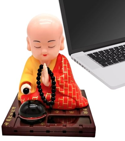 Solar Shaking Monk Ornaments, Solar Dancing Figures, Car Small Solarr Powered Shaking Head Monk Figurine Buddha Monks Statue Home Auto Car Dashboard Decoration