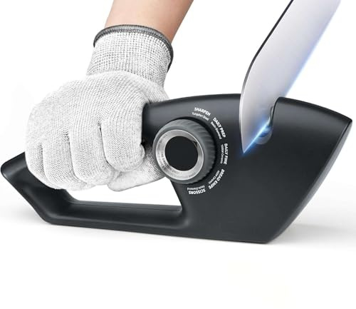 Enlift Knife Sharpener, 5-Stage Adjustable Professional Kitchen Knife Sharpener for Straight & Serrated Knives and Scissors, Tungsten Carbide & Ceramic Stones, Multi-Angle Sharpening Tool