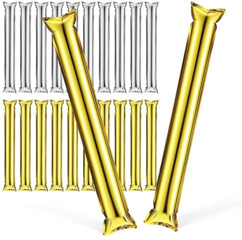 24Pcs Inflatable Stadium Noisemakers Easy Use Auto Seal Cheering Sticks for Sports Events Concerts Parties Team Spirit