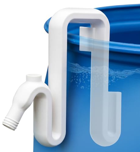 PEIZHIYC Regentonne Überlaufrohr Ohne Bohren (16x16,3cm), Automatischer Siphon Wasserüberlauf zum Einhängen, Universal Überlaufschutz aus ABS-Kunststoff, für Wassertonne, Regenfass & Garten