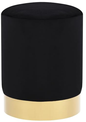 vidaXL Hocker Fassform Polsterhocker Sitzhocker Schemel Samthocker Pouf Sitzpouf Velour Fußhocker Rund Schwarz Golden Samt 28 x 36 cm