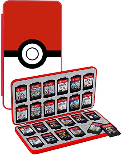 Konphat Switch spelkort förvaringslåda bärbar stötsäker hållare 24 platser för spelkassetter Nintendo Switch OLED-modell/Switch/Switch Lite Organizer Container