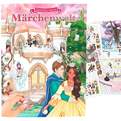 Depesche 11640 Gestalte deine Märchenwelt - Stickerbuch mit 20 Seiten märchenhafter Illustrationen zum Selbstgestalten, inklusive 6 Seiten schöner Aufkleber, ca. 33 x 25 x 0,5 cm