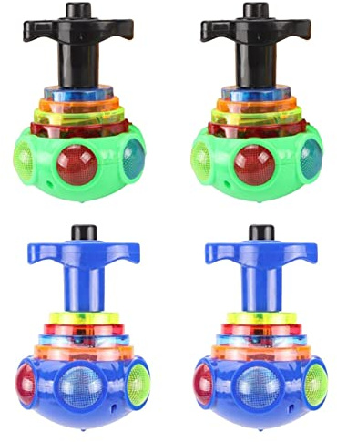 Bexdug Kreisel für Kinder - Spinner Spielzeug - Lustiges leuchtendes Musik- -Gyro-Rotationsspielzeug mit Trägerrakete, im Dunkeln leuchtendes Partyzubehör, 4 Stück