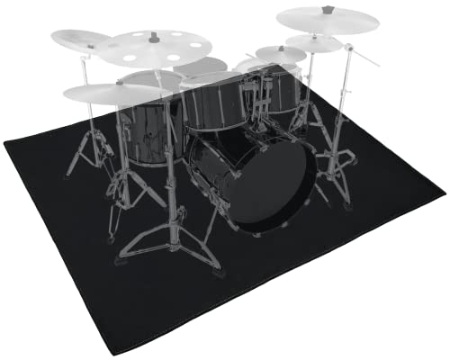 Anjetan Drum Teppich, 118x158 cm Schlagzeugteppich, Schwarzer Schallschutz Teppichmatte, Trommelteppich, schalldichte Teppichpolster, Trommelzubehör für elektrische Trommeln, Jazz-Schlagzeug-Set