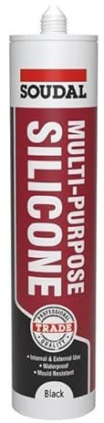 Soudal Trade Multi-Purpose Silicone Sealant Mould Resistant Waterproof 290ml (Black)