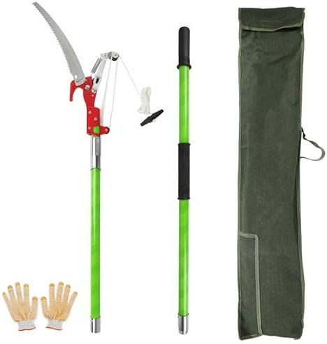 Grensåg, teleskopsåg, grensax, trädgårdssax, trädsåg med bärväska och sågblad, hög knapp, handsåg för höga grenar, stångsåg, handhandtagssåg (TYP1 2M)