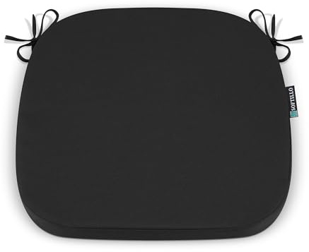 SOFTILLO Comfortable Chair Cushion With Ties - 42x40x5cm - Indoors/Outdoors Seat Pads Cushion Pad - For Dining, Living Room, Garden, Patio, Office Chairs – Thick Portugal Fabric – (Black, Pack of 1)