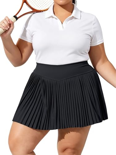 Moon Wood Falda Tenis Mujer Verano Tallas Grandes Versátil Minifalda Sexy de Cintura Alta Falda Pantalon Elástico Deportiva con Bolsillos,Negro,3XL