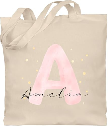 Geschenk mit Namen personalisiert by Shirtracer - Baumwolltasche - Initialen - Individuell gestaltbar mit Initialbuchstabe und Name | Geschenk mit Anfangsbuchstabe und Name frei wählbar