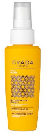 GYADA COSMETICS, Huile Solaire Protectrice pour Cheveux, répare et protège les cheveux des dommages résultant de l’exposition au soleil, à base de coque de noix, Huile de Carotte, 100 ml