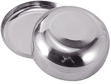 WPKD BLUEIY Cuenco de arroz de acero inoxidable con tapa, cuenco de mezcla de una sola capa para cocina del hogar, grande, 4.7 x 1.85 pulgadas, cuenco de metal versátil para